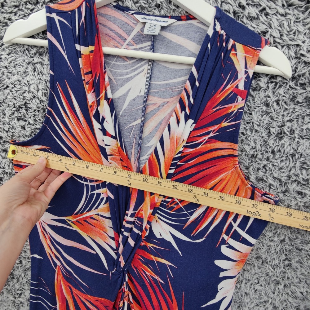 Tommy Bahama Womens Coastal Resort Tropical Maxi Dress L Blue Orange Palm Leaf - Picture 3 of 13